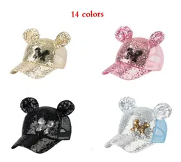 5pcs Kids Bear Sequins Bearsball Cap 28y 14 Colors Boys Moads Fashion Mesh Hat State Net Sun Hats Регулирование козырьки Copor Caps Children Bo9461325