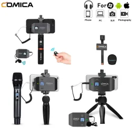 Microfone Wireless Mikrofon für Smartphone Comica CVMWS50 Handheld -Mikrofon für iPhone/Android -Telefone professionelles Mikrofon für Vlog YT