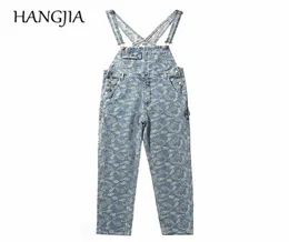 Distressed Blue Paisley Floral Overalls Mens Cargo Denim Jumpsuits Easy Chic Multipocket Bib Trousers Men Casual Dad Jean2789049