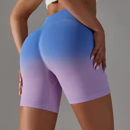 Gradiente de yoga shorts ginásio que executa treino sem costura esportes feminino de cintura alta elástica levantamento de bunda 240403