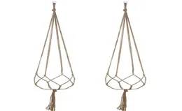 DHL 100pcs Pot Holder Knotted Macrame Plant Hanger Hook Vintage Cotton Linen Flowerpot Basket Lifting Rope Hanging Basket4673029