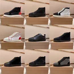 With Box Designer Red-Sole Men Rivets Shoes Sneakers Sole Platform Loafers Vintage Mens Women Spikes Low-Top Cut Low Plate-forme Trainers Sports 36-47