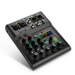 Ausrüstung Manchez G4 Mini 4 Channel Sound Card Mixer USB -Konsole DJ Karaoke Smartphone Professionelle Computeraufnahme 48V