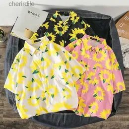 Herren lässige Hemden Sommer Sonnenblume gedrucktes hawaiianisches Strandhemd für Männer 2020 Kurzärmel 3xL Aloha Hemd Herren Urlaubsferien Chemie YQ240408