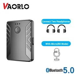 Adapter VAORLO Wireless Bluetooth Receiver TV Transmitter For Headphones Connect Two Bluetooth Headsets Stero Audio RX With Microphone