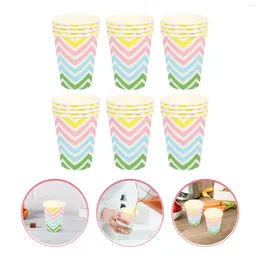 Disposable Cups Straws 24 Pcs Multifunction Coffee Cup Travel Espresso Wave Paper Coated Household