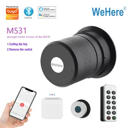 Bloquear Tuya Wehere Smart Door Lock M531 Lock de impressão digital Suporte de controle remoto Alexa wifi sem fio Cilindro original interruptor de chave