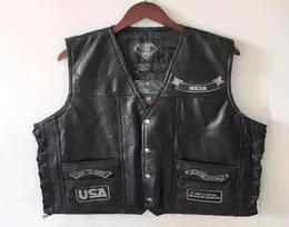 Europe and the United States Summer Riding Vest S4XL Plus Size Men Waistcoat Genuine Leather Reporters Suit More Than Pocket5189192