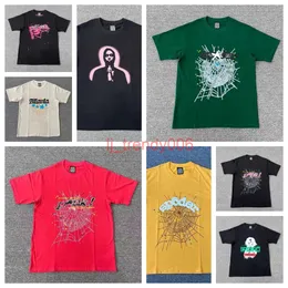 2024 SP5der 5555 Tees Tasarımcısı Kırmızı Örümcek Erkek Tişörtleri Genç Thug Thug Melek T-Shirt Erkekler Kadın T-Shirts İşlemeli Örümcek Moda Baskı Sokak Giysileri Web Desen Web Desen Zb
