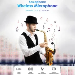 Mikrofone UHF drahtloses Instrument Mikrofonkondensator Mikrofon mit LED -Screen -Sprachverstärkern für Hörner Trompeten Klarinetten Saxophone Stufe