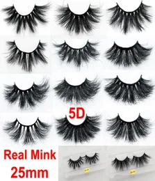 Makeup 3D Mink Eyelashes 25mm Real Mink False Lashes lyxiga mjuka naturliga tjocka ögonfransar 5D dramatiska ögonfransar Förlängning Handmade8612884