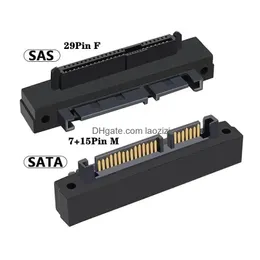 Computer Cables Connectors S SFF-8482 SAS 29P Kvinna till SATA 22P Manlig adapter 90 graders Bend Motherboard Small Port Hard Disk Serv Dhmrj