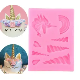 Unicorn Cloud Horn Ear Silicone Mold Baby Birthday Party DIY Cake Decorating Tools Cupcake Topper Fondant Chocolate Candy Molds