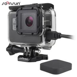 カメラSOONSUN SKELETON HOUSING CASE FOR GOPRO HERO5 6 7 BLACK WIRE CONNECTABLE SIDE GOPRO 7 6 5アクセサリー用