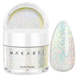 Vätskor makartt akrylpulver 2oz vit glitter akryl nagelförsörjning diy nagelkonst för nybörjare akryl nagelpulver för nagelförlängning