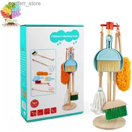 Giocattoli da bagno per bambini in legno set di pulizia giocattolo staccabile set per bambini giocattoli per la pulizia da 6 pezzi - sospensione di gioco per cucina strumenti per il regalo per bambini L48