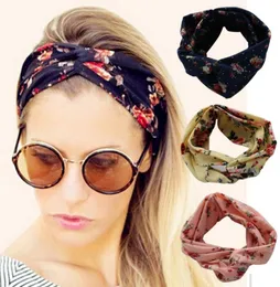 38 Kolory Rose Opaska na głowę z kwiatem węzłów drukowane bohemia Hair Band Akcesorium Lady Girl Forwiss For Women Elastic Ins Cross TI5454243