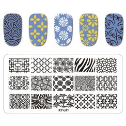 محلل 32pcs/lot 12*6cm Series Series Series Plain Camping Plates DIY Image Plastic Nail Art Manicure Templates Salon Beauty Polish Tools