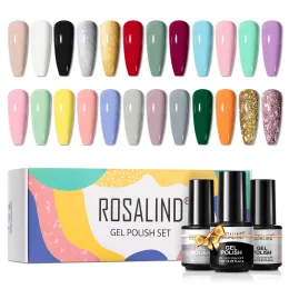 Медицина Rosalind 7ml Pure Color Nail Gel Set Set Set Soak от гибридного лака Яркий для ногтей салоны.