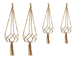 Vintage dekor makrame knuten växthängare krok vintage bomullslinne blomkorg korglyftrep hängande korgpott hållare hem 4586373