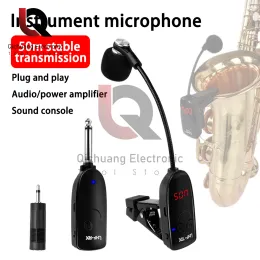 Microfones UHF Instrumentos sem fio dedicados Saxofone Microfone Receptor sem fio Transmissor Plug Plug and Play Great for Trumpets