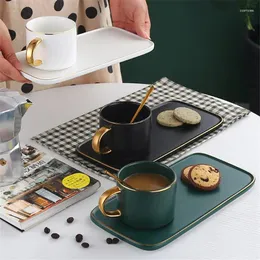 Koppar tefat 3st europeiska keramiska kaffekoppar med bricka och sked set porslin phnom penh mat dessert maträtt office tecup enkel drinkware