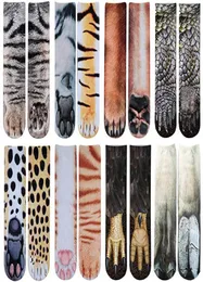 جوارب حيوانات الحيوانات الجوارب حيوانات 40 سم مجنونة 3D Cat Dog Tiger Paw Crew Socks Christmas Gaint Funder for Women Men4566486