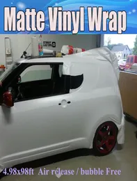 Matte white Vinyl Sticker Car Wrap Film with Air bubble Matt Foile auto graphics covering skin size 152x30mRoll6606040