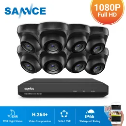 System Sannce 8ch 1080N DVR 1080P Säkerhetskamera CCTV -system 8st 1080p CCTV -kameror P2P utomhusvattentät videoövervakningssats