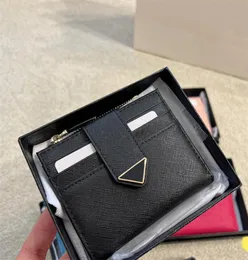 Saffiano Designer Wallets Mens Wallet Women Leather Leather Triangle Mini Luxury Card Card Holder1306081