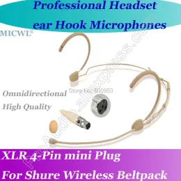Microfones Micwl Mini 4pin Microfone sem fio confortável para o Sistema de Bodypack de Cabelo sem fio Shure