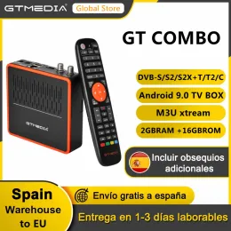 Kutu GTMedia GT Combo 4K 8K Android 9.0 Akıllı TV Kutusu DVBS2 T2 Kablo 2G+16G Uydu Alıcı Desteği M3U CCAM WiFi PK GTC