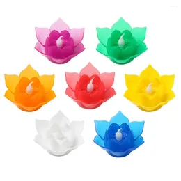 Candle Holders 2 Pcs LED Electronic Lotus Light Realistic Small Size Flower Lamp Floating Flameless For Party
