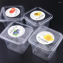 Tek kullanımlık bardak pipetler 50pcs Pet plastik dondurma kek tatlısı 400ml şeffaf ambalaj salata meyve kutuları pişirme dekorasyon bardağı