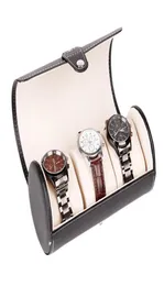 LinTimes New Black Color 3 Slot Watch Box Travel Case Wrist Roll Jewelry Storage Collector Organizer6312540