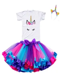 2019 Girl Unicorn Tutu Dress Rainbow Princess Girls Party Dress Toddler Baby 1 till 8 Year Födelsedag Outfits Barn Kläder9853545