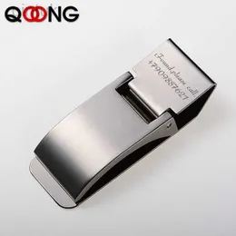 Geldclips Qoong Custom Gravur Edelstahl Zwei Farben Geldcliphalter Slim Pocket Cash ID Kreditkarte Metall Rechnungsklammern 240408