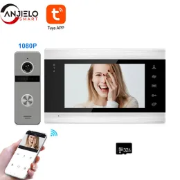 Intercom 7 "Tuya Smart Video Intercom w apartamencie wideo Interphone Doorbell Camera 1080p AHD WiFi Intercom dla bezpieczeństwa domu