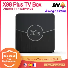 Box X98 Plus Smart TV Box Set Top Android 11 2.4GHz 5GHz Wi -Fi Amlogic S905W2 AV1 4GB 8GB RAM 32GB 64GB 128GB ROM 미디어 플레이어