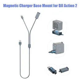 Kameror DJI Action 2 I 1 Magnetic Charger Base Mount för DJI Action 2 med Typec Fast Charging Adapter USB2.0 Action Camera Accessory