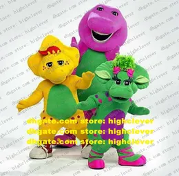 Barney Baby Bop Bob And BJ Dinosaur Dino Mascot Costume Cylinder Nose Water Drop Shaped Belly No65381900494