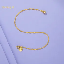 Shining U Simple Anklet placcato in 24k Gold Water Water Chain Gioielli in stile cinese per donne 240408