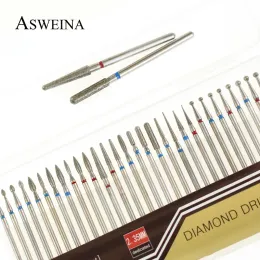 Bits ASWEINA 30pc Diamond Nail Drill Bit Set Grinding for Electric Manicure Machine Accessories Nail Art Clean Burr Tools Kits