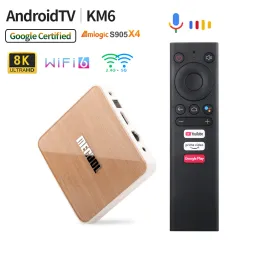 Box Mecool KM6 Deluxe ATV AMLOGIC S905X4 ANDROID 10 TV BOX GOOGLE CERTIFIED WIFI6 2.4G 5G 1000M 6Kメディアプレーヤーセットトップボックス2G16G