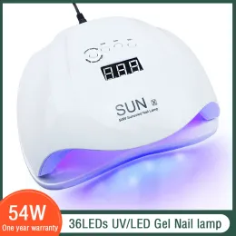 Torkar HighPower Sun X 54W UV Lamp Nail Dryer 36 LED -lampor för torkning av nagelgellack Islampa med infraröd sensor Nagelsalongverktyg