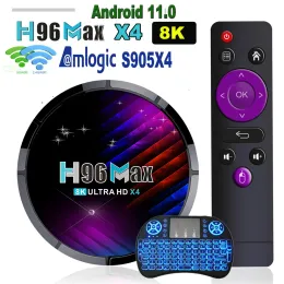 Kutu 2.4G 5G WiFi BT4.0 Medya Oyuncu HDR 4GB 32GB 64GB AMLOGIC S905X4 8K Android 11 TV Kutusu H96 Max X4