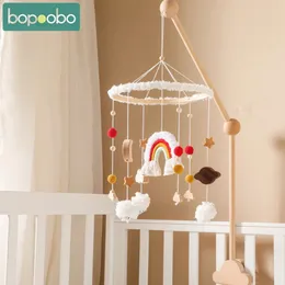 Baby Rainbow Tassel Mobile Hanging Rattles Toys Wooden 012 Months Bed Bell Hanger Crib Wood Holder Arm Bracket 240408