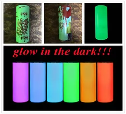 sublimation glow in the dark tumbler 20oz STRAIGHT tumbler with Luminous paint Luminescent staliness steel mug magic cup Halloween3114291