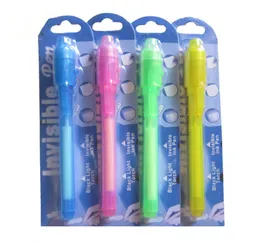 Individuellt blisterkortpaket för varje svart ljuspenna UV -penna med ultravioletta lampor Invisible Ink Pen Invisible Penns 4 Colors7865981