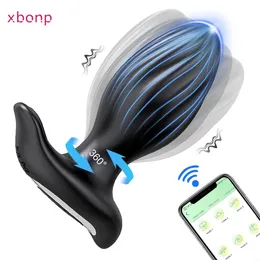 360 ° Rotation App Bluetooth Anal Plug Vibrator für Männer Schwingen Butt männliche Prostata Massagebaste Erwachsene Waren Sex Toys Frauen 240403